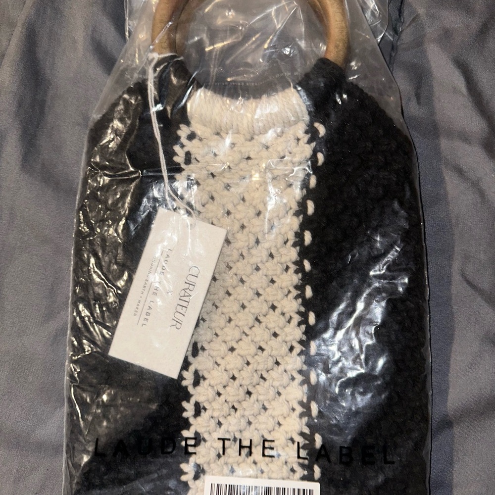 Laude The Label- Gabby Black and White Mini Macrame Bag